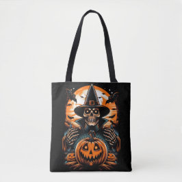 Bolso De Tela Esqueleto Embrujador con Jack-O'-Lantern de Hallow