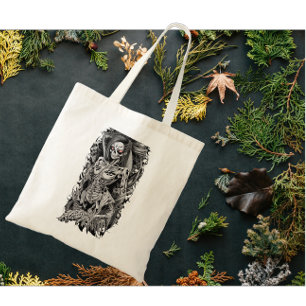 Bolso De Tela Esqueleto femenino con ojos Naranjas de Halloween