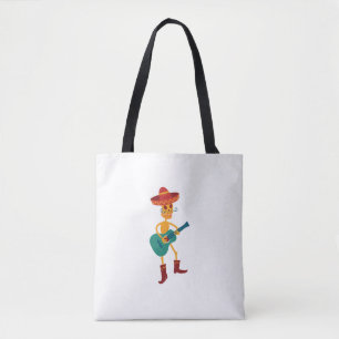 Bolso De Tela Esqueleto Festivo Tocando Guitarra