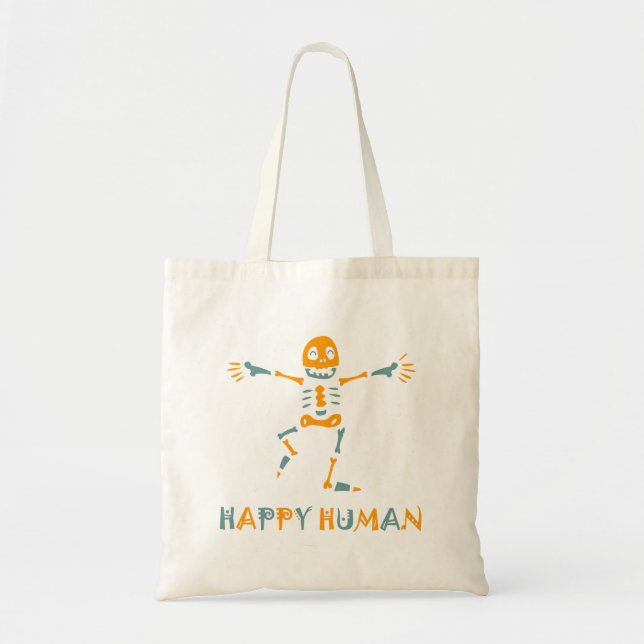 Bolso De Tela Esqueleto humano feliz (Frente)