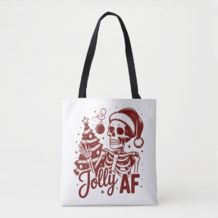 Bolso De Tela Esqueleto Jolly Af Snarky Navidad Sarcástico Diver