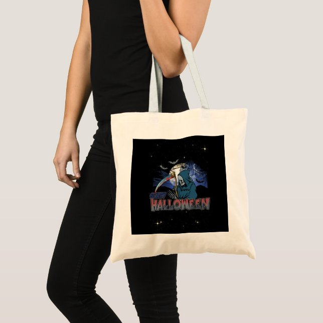 Bolso De Tela Esqueleto malvado en Halloween oscuro y temible (Anverso (producto))