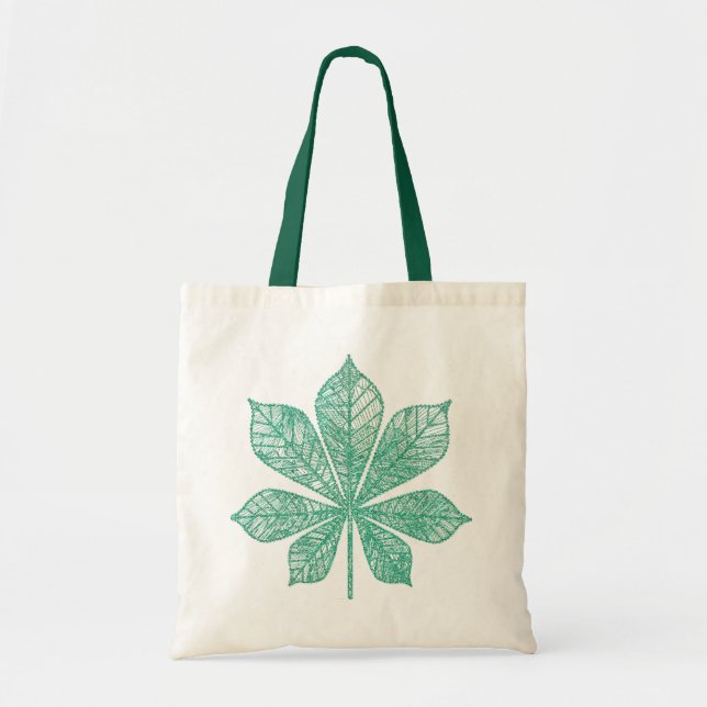Bolso De Tela Esqueleto moderno Hoja de arce verde (Frente)
