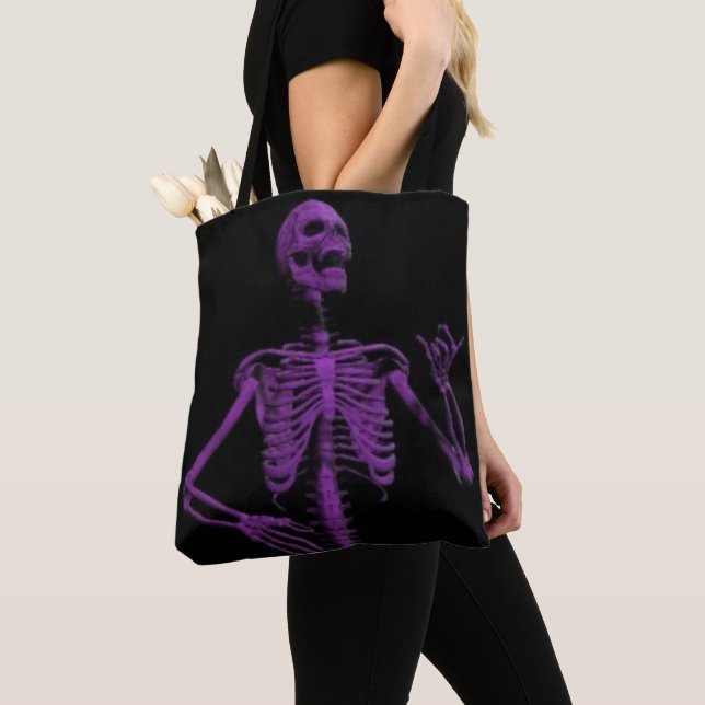 Bolso De Tela esqueleto morado de guitarra aérea (Detalle)