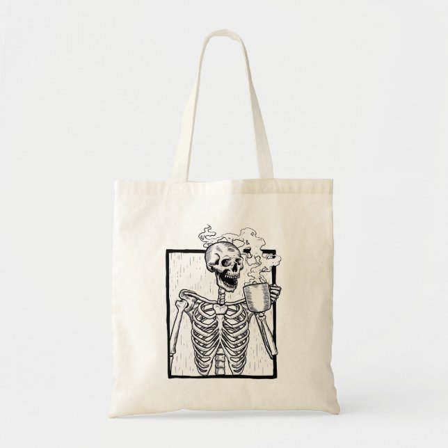 Bolso De Tela esqueleto para beber café de halloween (Frente)
