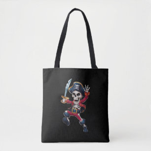 Bolso De Tela Esqueleto Pirata Bailando Halloween Niños Jolly Ro