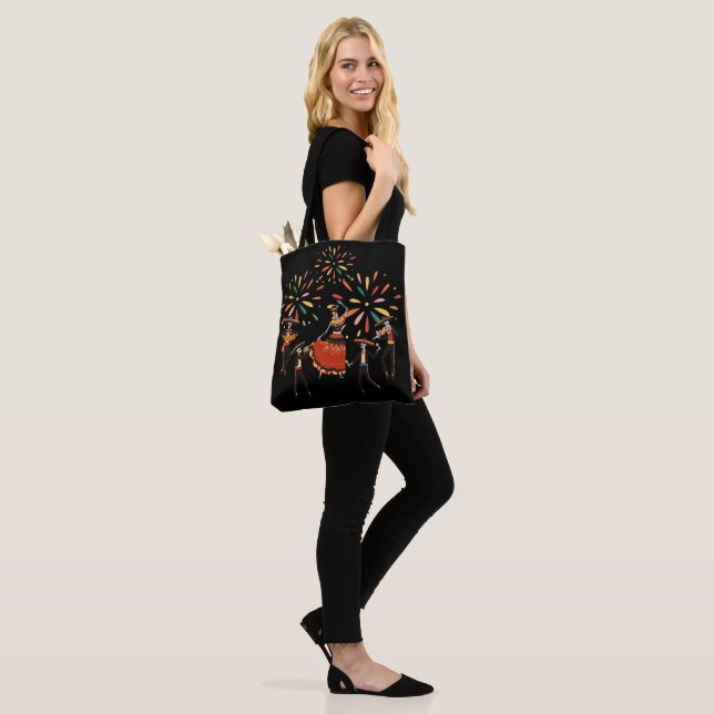 Bolso De Tela Esqueletos de Dia De Los Muertos (Puesto)