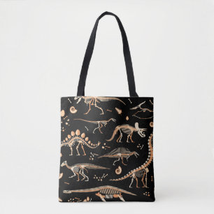 Bolso De Tela Esqueletos de dinosaurios, fósiles, patrón vintage