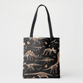 Bolso De Tela Esqueletos de dinosaurios, fósiles, patrón vintage