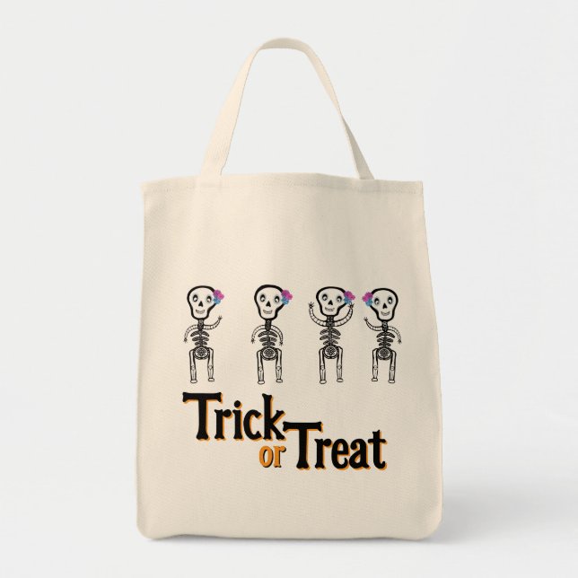 Bolso De Tela Esqueletos felices del Pegatina de vinilo de corte (Frente)