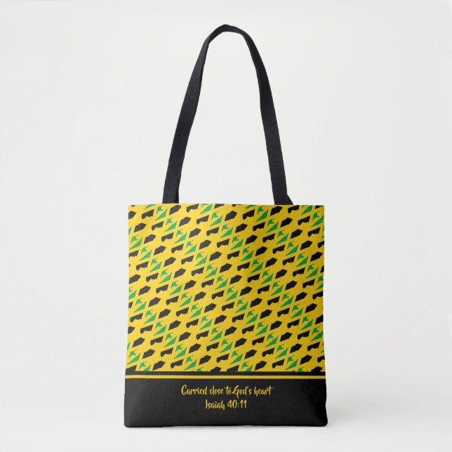 Bolso De Tela Esquema del mapa de JAMAICA | Escritura cristiana  (Anverso)