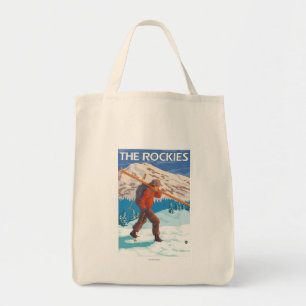 Bolso De Tela Esquiador con esquís de nieve - Las Rockies