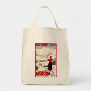 Bolso De Tela Esquiador de la mujer que pasa por alto el poster