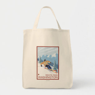 Bolso De Tela Esquiador de la nieve de Downhhill - paso blanco,