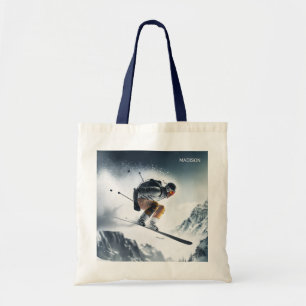 Bolso De Tela Esquiador de montaña de nombre personalizado