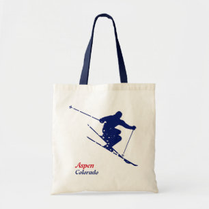Bolso De Tela Esquiador de nieve azul Aspen