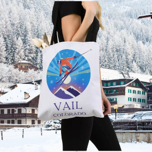 Bolso De Tela Esquiador en el cielo nocturno nevado Vail Colorad