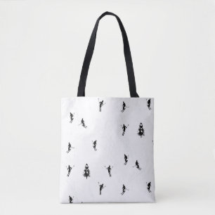 Bolso De Tela Esquiadores modernos de esquí negro y blanco