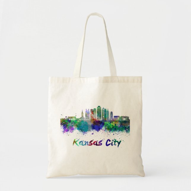 Bolso De Tela Esquina de Kansas City V2 en acuarela (Frente)