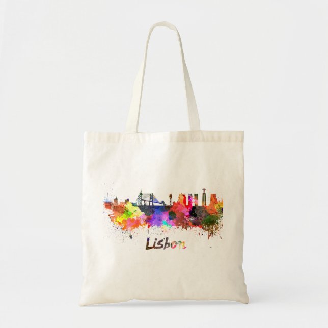 Bolso De Tela Esquina de Lisboa en acuarela (Frente)