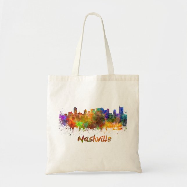 Bolso De Tela Esquina de Nashville en acuarela (Frente)
