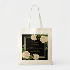 Bolso De Tela Esquinas Elegantes Rosas Marfil Bouquets Boda