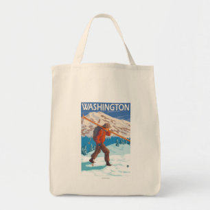 Bolso De Tela Esquís de la nieve del esquiador que llevan -