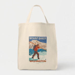 Bolso De Tela Esquís de la nieve del esquiador que llevan -