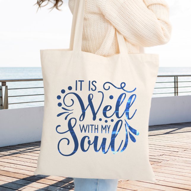 Bolso De Tela Está bien con mi alma (It is Well with my Soul Faith Based Christian Tote Bag)
