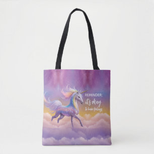 Bolso De Tela Está bien tener sentimientos Unicornio Brillante c