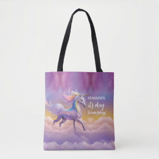 Bolso De Tela Está bien tener sentimientos Unicornio Brillante c