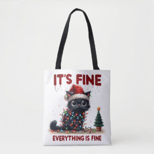 Bolso De Tela "Está bien, ¡todo está bien!" Gato de navidades