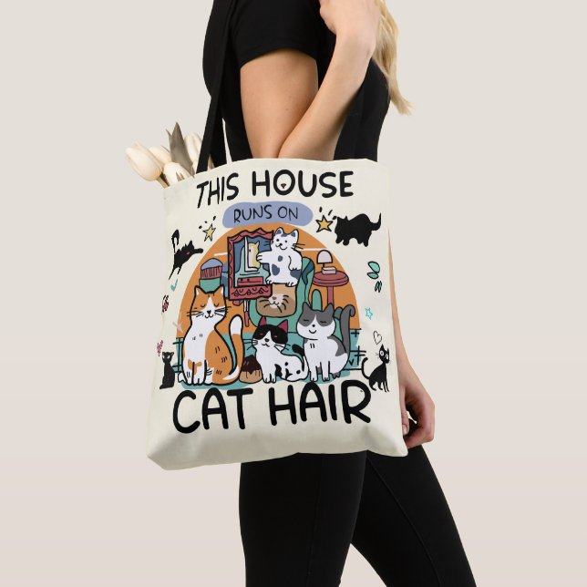 Bolso De Tela Esta casa funciona con pelo de gato (Detalle)