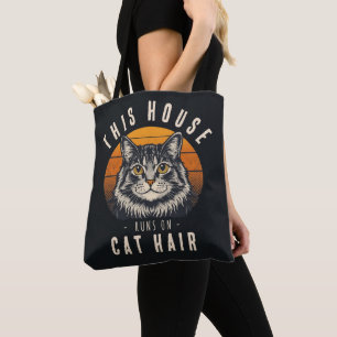 Bolso De Tela Esta casa funciona con pelo de gato Vintage Gato