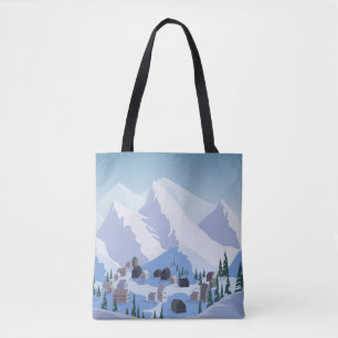 Bolso De Tela Estación de esquí: Vintage Mountain Landscape