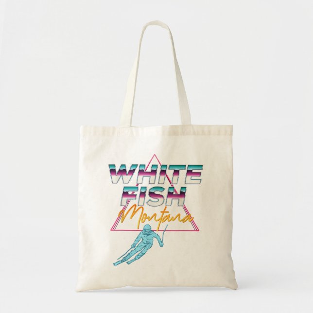 Bolso De Tela Estación de esquí Whitefish Montana USA Retro 1980 (Frente)