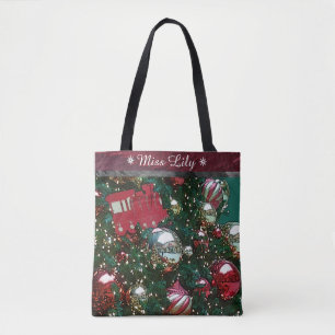 Bolso De Tela Estación de tren de unión de árboles de Navidad pe
