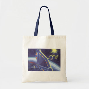 Bolso De Tela Estación espacial de ciencia ficción vintage