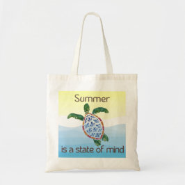 Bolso De Tela "Estado de ánimo de verano" Tortuga marina Lienzo 