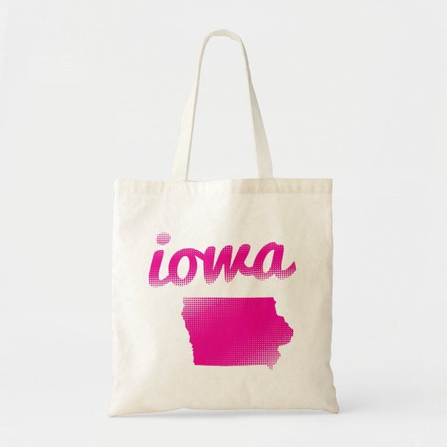 Bolso De Tela Estado de Iowa en rosa (Frente)