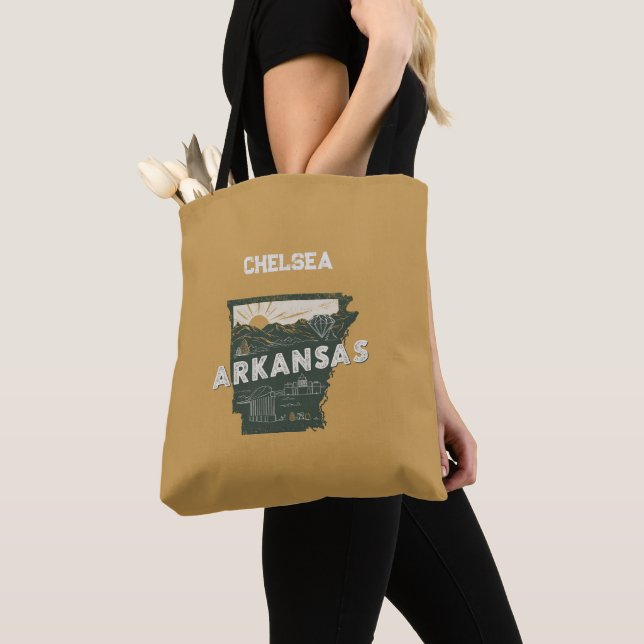 Bolso De Tela Estado de Retro Arkansas personalizado (Detalle)