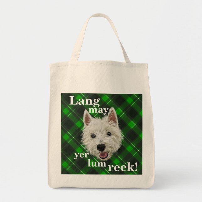 Bolso De Tela Estamos Westie.Lang May Yer Lum Reek! (Frente)