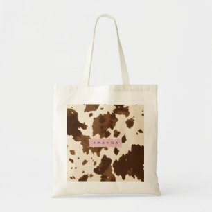 Bolso De Tela Estampa Personalizada de Cuero de Vaca Marrón Rúst