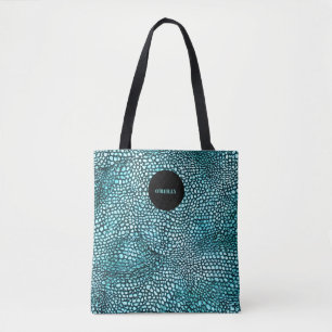 Bolso De Tela Estampado Animal Azul Monograma Moderno