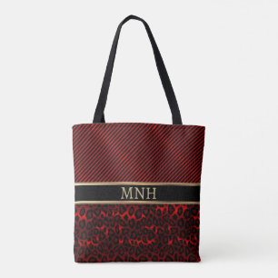 Bolso De Tela Estampado de animal de leopardo rojo monograma