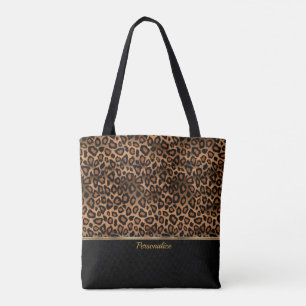 Bolso De Tela Estampado de animales del leopardo de Brown