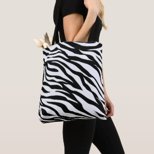 Bolso De Tela Estampado de cebra en blanco y negro 