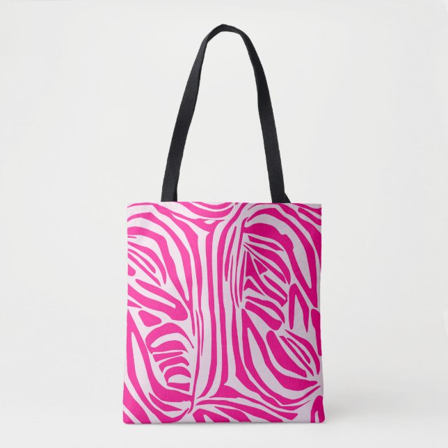 Bolso De Tela Estampado de cebra rosa (Anverso)