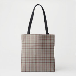 Bolso De Tela Estampado de Cuadro Beige Marrón Clásico Rústico