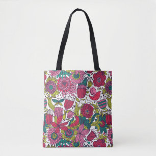 Bolso De Tela Estampado de flores brillante